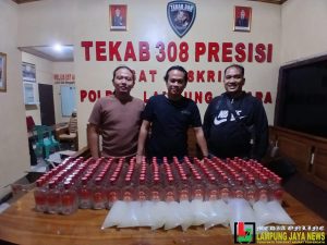 Tekab 308 Presisi Sikat Peredaran Miras di Kotabumi, Ratusan Botol Disita