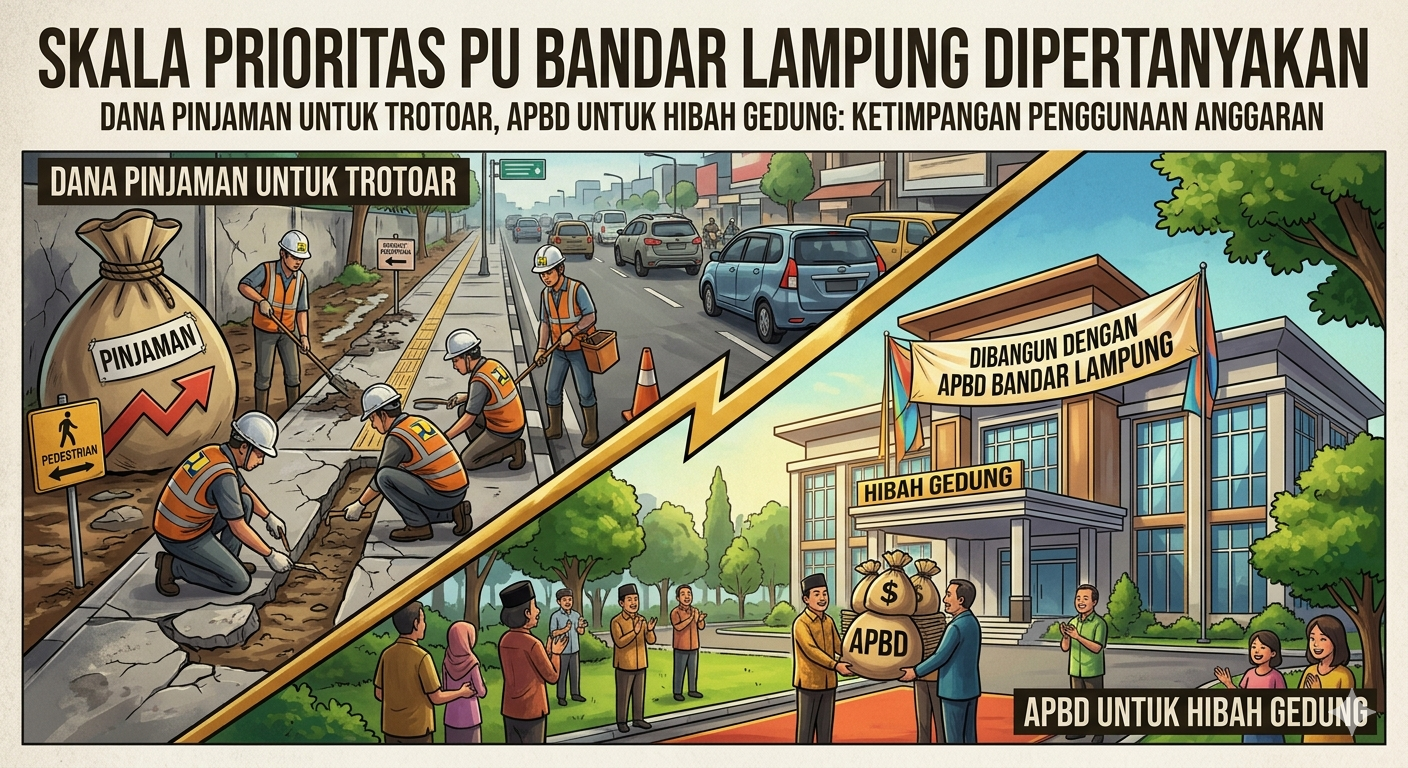 Dana Pinjaman untuk Trotoar, APBD untuk Hibah Gedung: Skala Prioritas PU Bandar Lampung Dipertanyakan