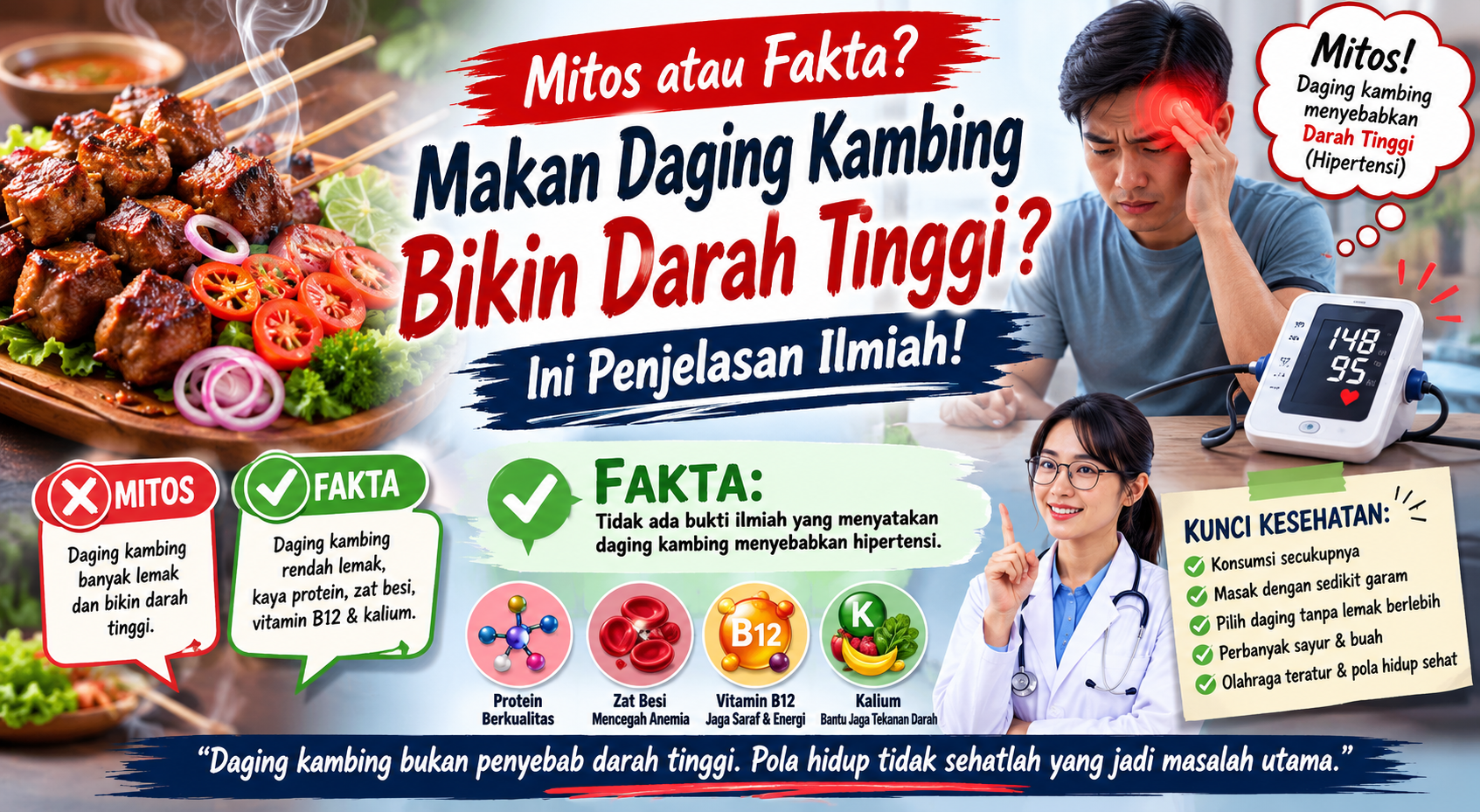Makan Daging Kambing Bikin Darah Tinggi? Ini Fakta Ilmiah yang Perlu Diketahui