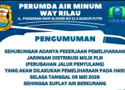 Pengumuman: Suplai Air di 10 Wilayah Bandar Lampung Berpotensi Berkurang pada 5 Mei 2026