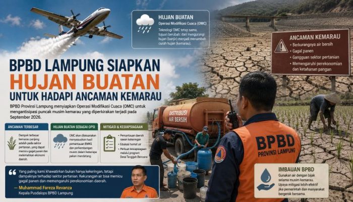 BPBD Lampung Siapkan Hujan Buatan untuk Hadapi Ancaman Kemarau