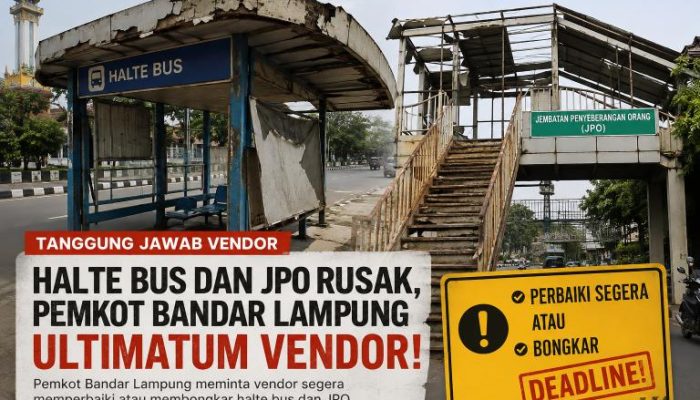 Dishub Bandar Lampung Ultimatum Vendor, Halte dan JPO Rusak Harus Diperbaiki atau Dibongkar