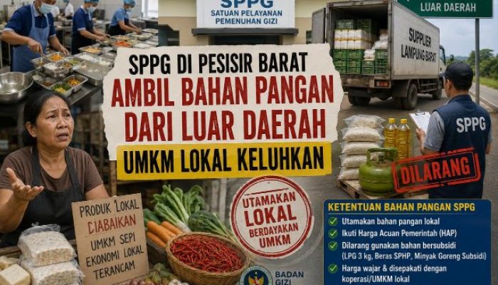 SPPG Pesisir Barat Disorot, UMKM Lokal Keluhkan Pemasok Luar Daerah